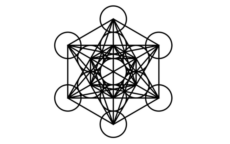 Metatron's cube black line drawing on white background
